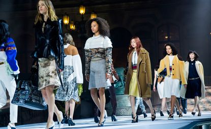 Louis Vuitton: the final run, one particular model wears a beige shearing jacket