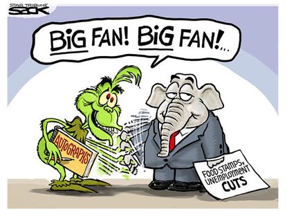 Political cartoon Republicans food stamps unemployment