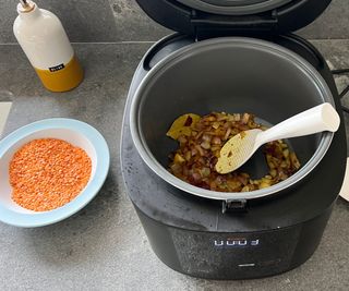 Sautéing vegetables in the Cosori 5-Quart Rice Cooker