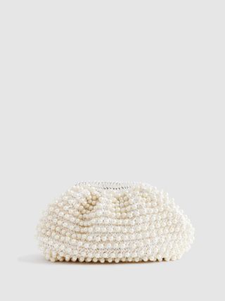 Dania Woven Pearl Clutch Bag