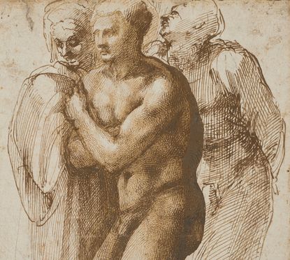 Fig 1: Nude Man (after Masaccio), brown ink and wash, by Michelangelo. €23,162,000.