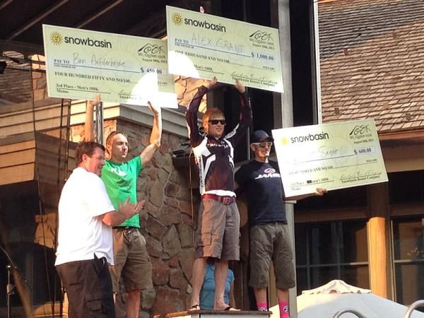 On the podium with big checks at the Mt. Ogden 100k