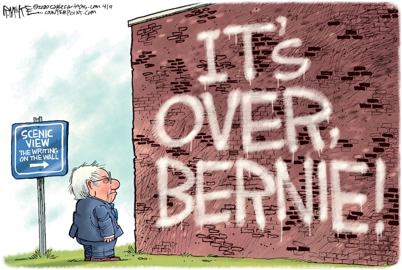 Political Cartoon U.S. Bernie Sanders end campaign