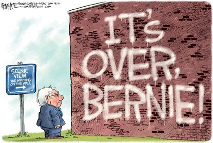 Political Cartoon U.S. Bernie Sanders end campaign