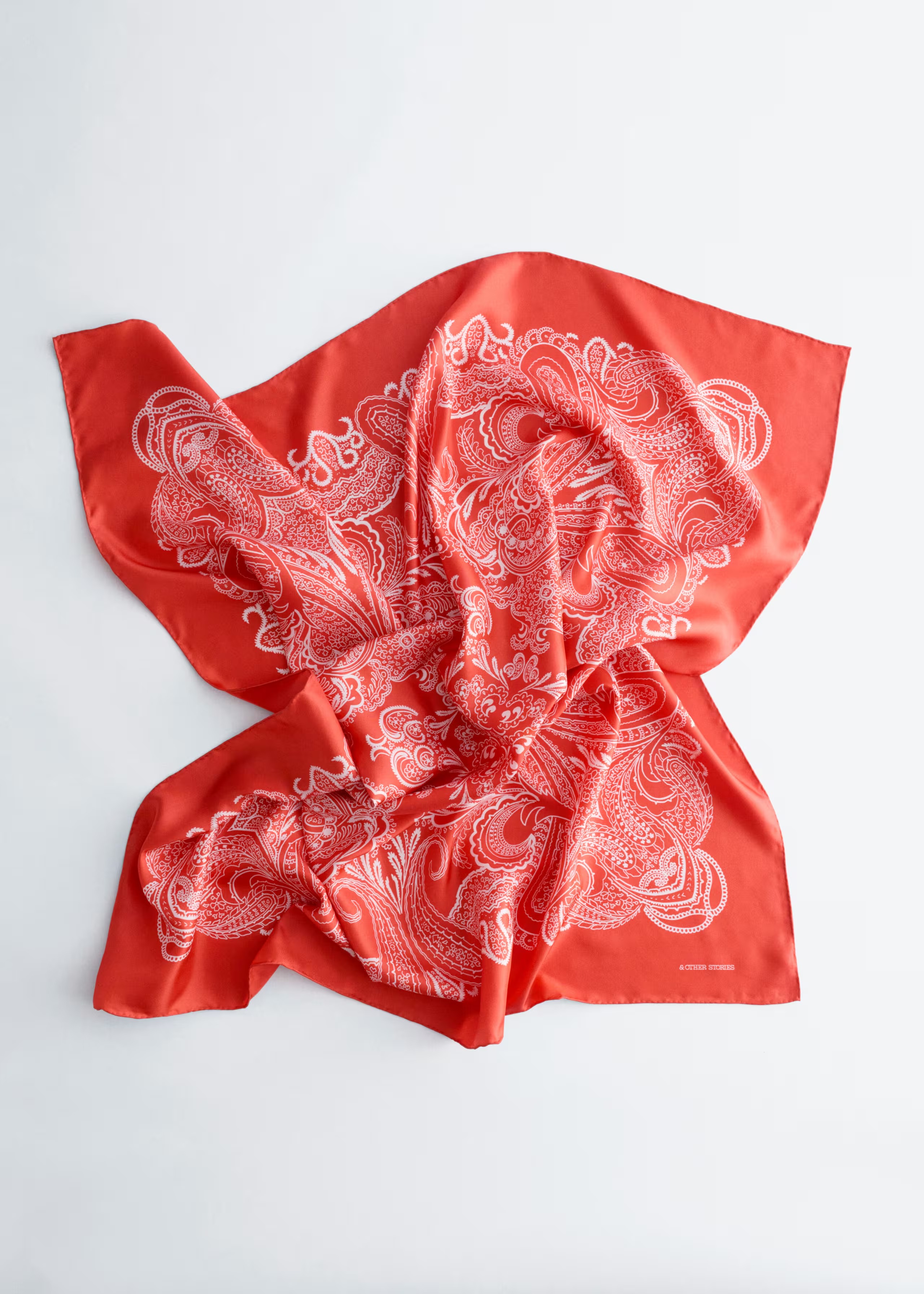 Large Paisley Silk Scarf - Orange/paisley