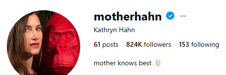 キャスリン・ハーンのインスタグラムのプロフィール。