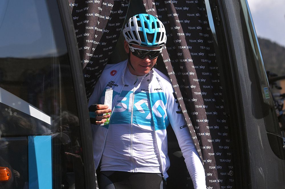 Chris Froome (Team Sky) ready for stage 2 at Tour of the Alps