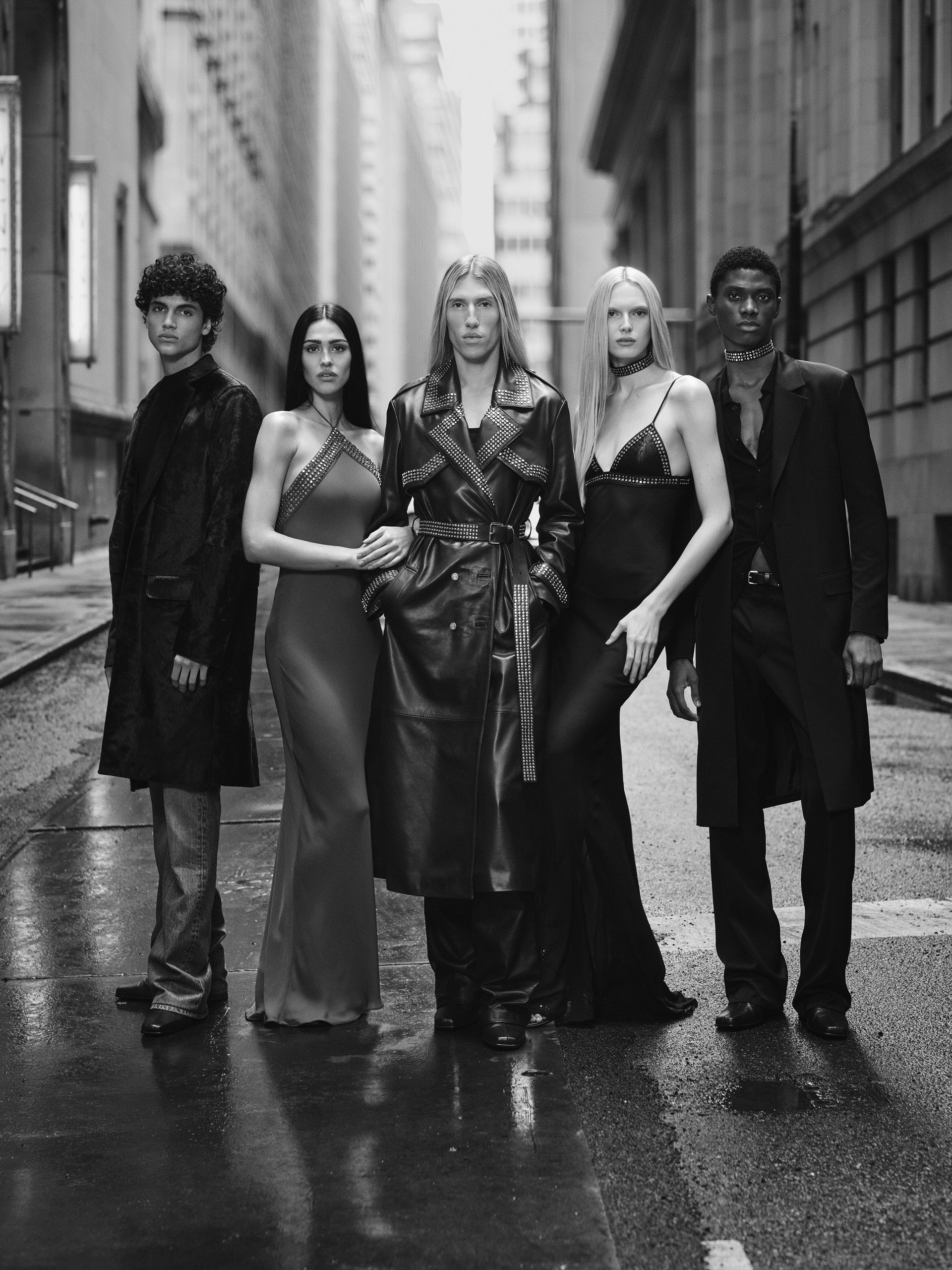 Ludovic de Saint Sernin poses with the campaign models for his shoot with Zara.