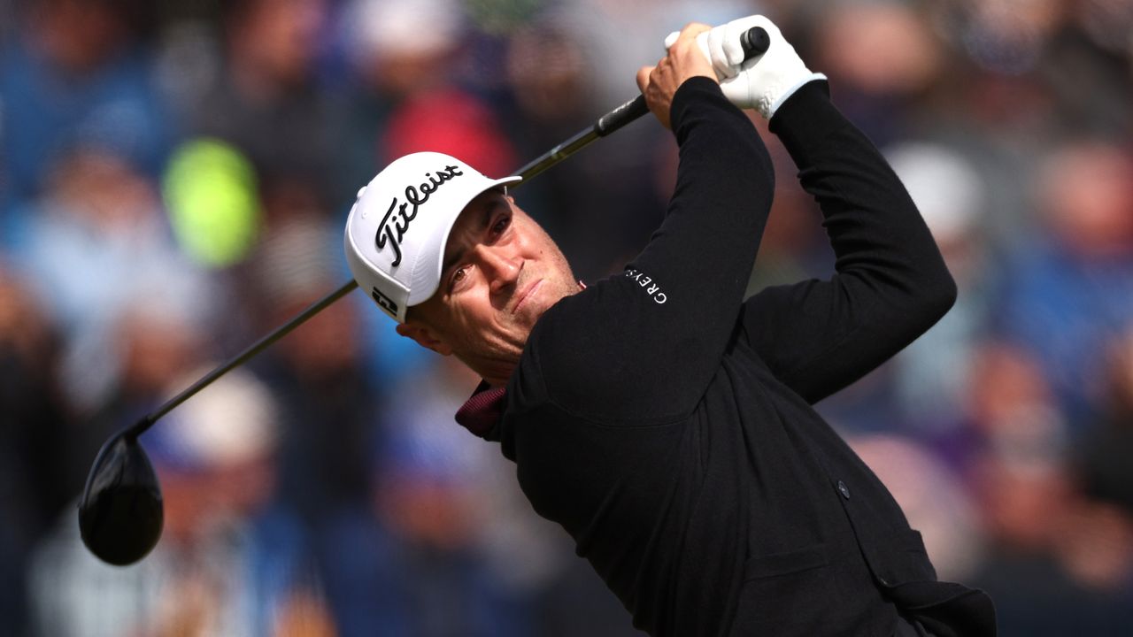 Justin Thomas of the United States tees off on the 4th hole on Day Two of The 151st Open at Royal Liverpool Golf Club