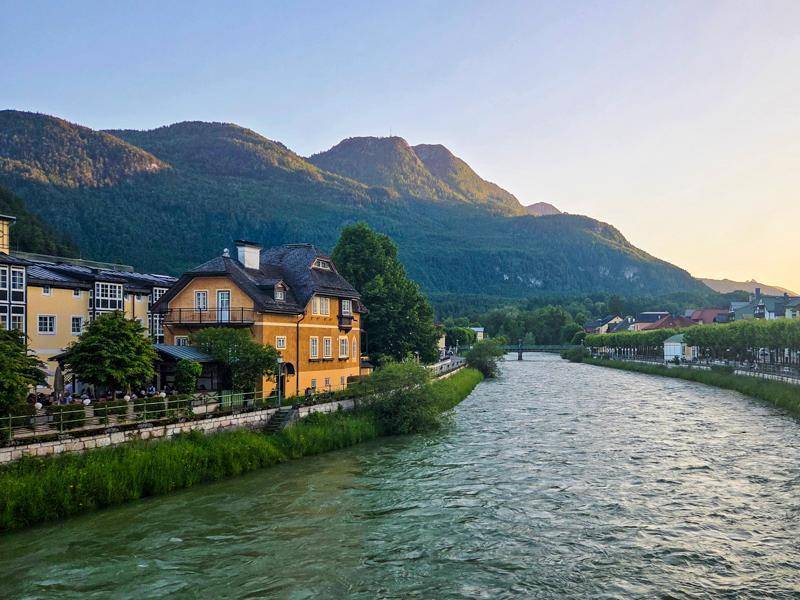Yellow villa on the banks of a river