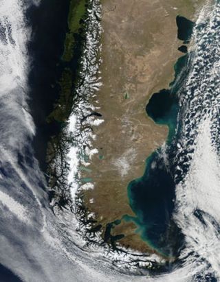 NASA&#039;s Terra satellite captured this striking image of springtime in Patagonia, the mountainous region at the tip of South America, on Sept. 24, 2012.