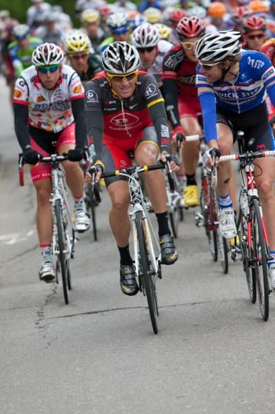 Lance Armstrong (Radioshack) takes it easy back in the peloton.