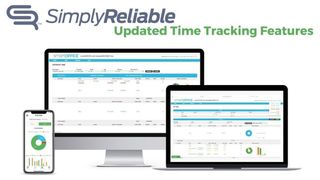 Simply Reliable Announces New Features In Time Tracking shown on the monitors available.