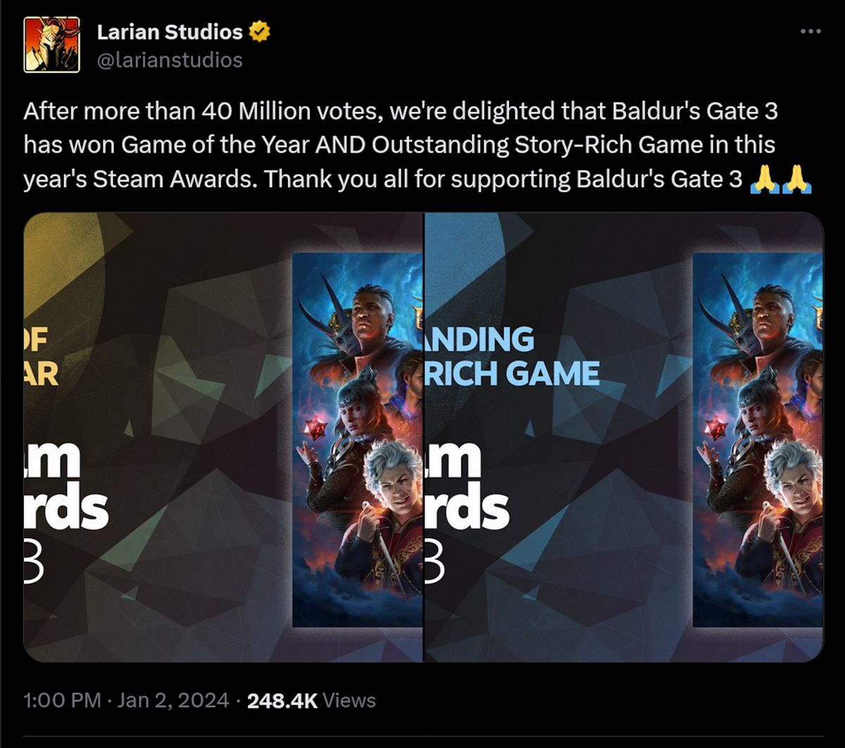 Baldur's Gate 3 completes its Game of the Year sweep with top honor in ...