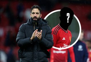 Manchester United manager Ruben Amorim, with a blacked out United star