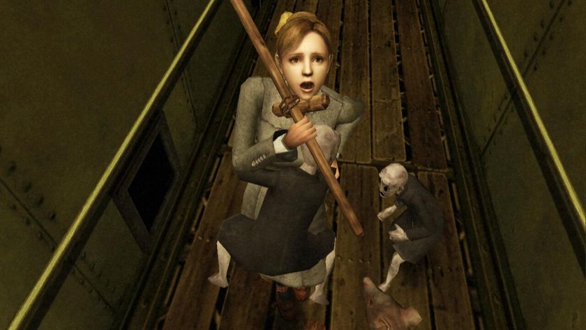 A screenshot from Rule of Rose showing a girl being attacked by strange trollish creatures