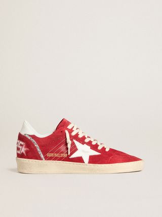 Ball Star in Red Suede With White Leather Star and Heel Tab