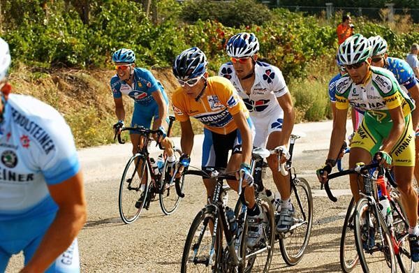 Janez Brajkovic (Discovery Channel) rides in the gold jersey