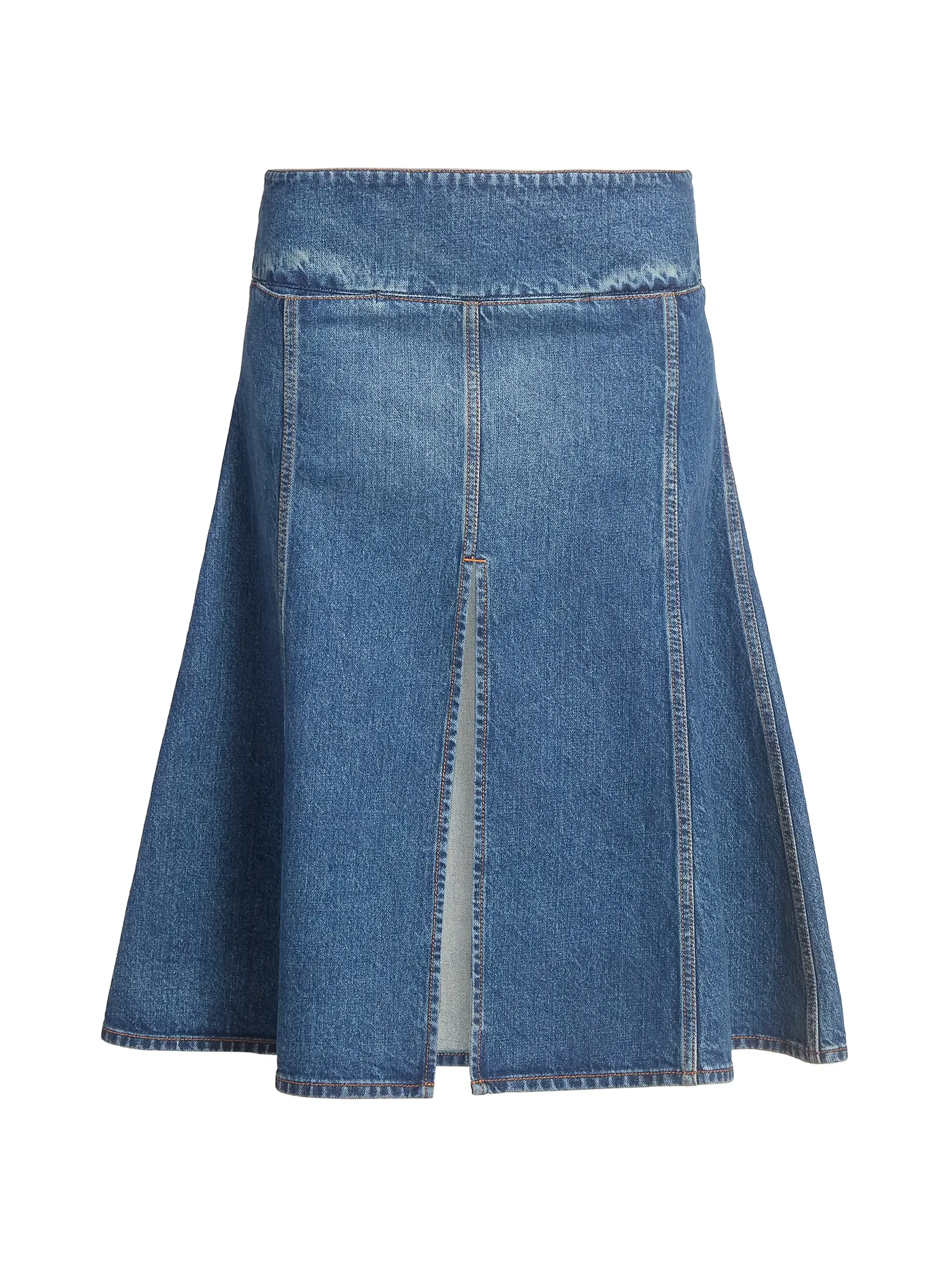 Slit Denim Midi-Skirt
