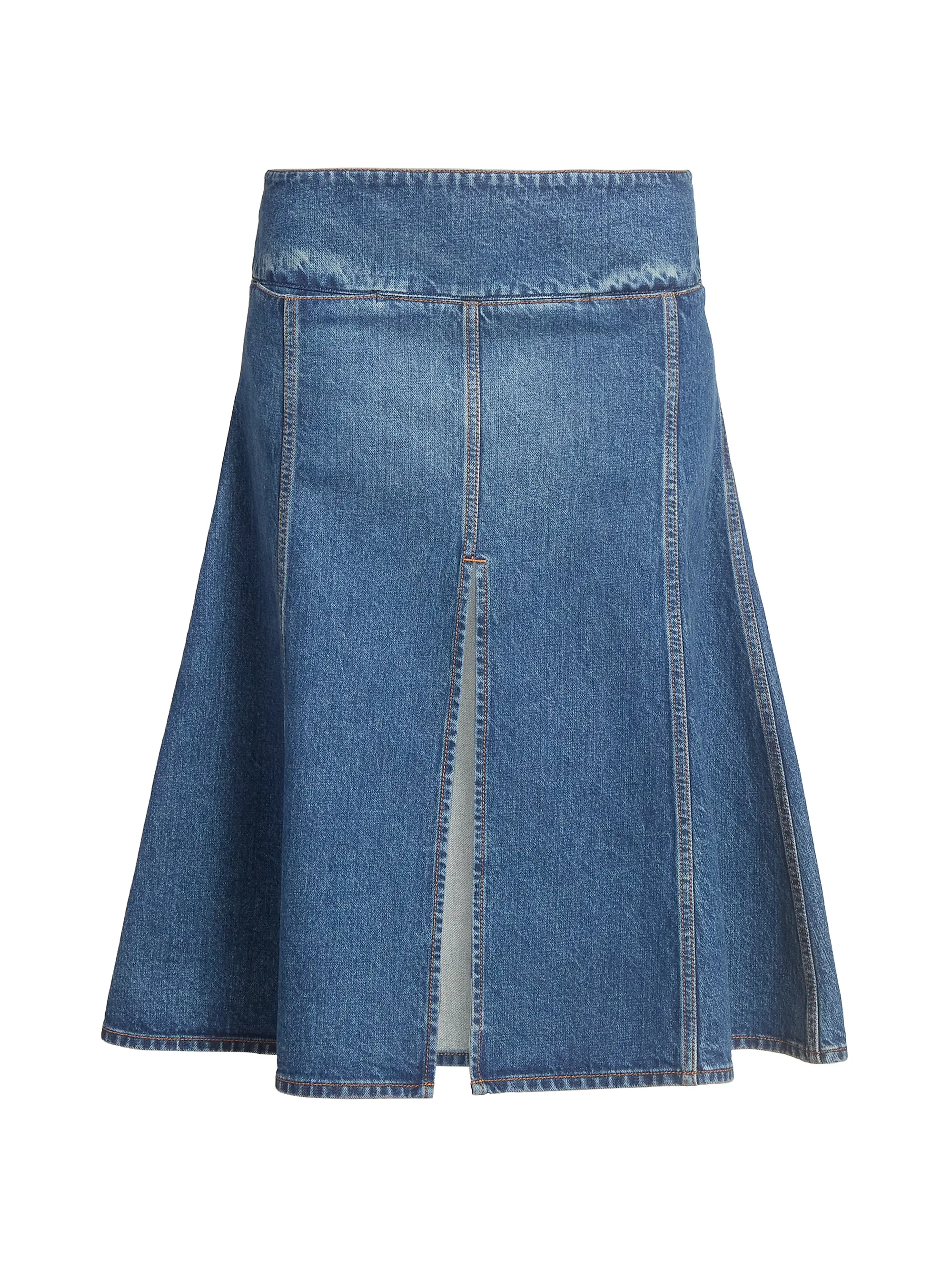 Slit Denim Midi-Skirt