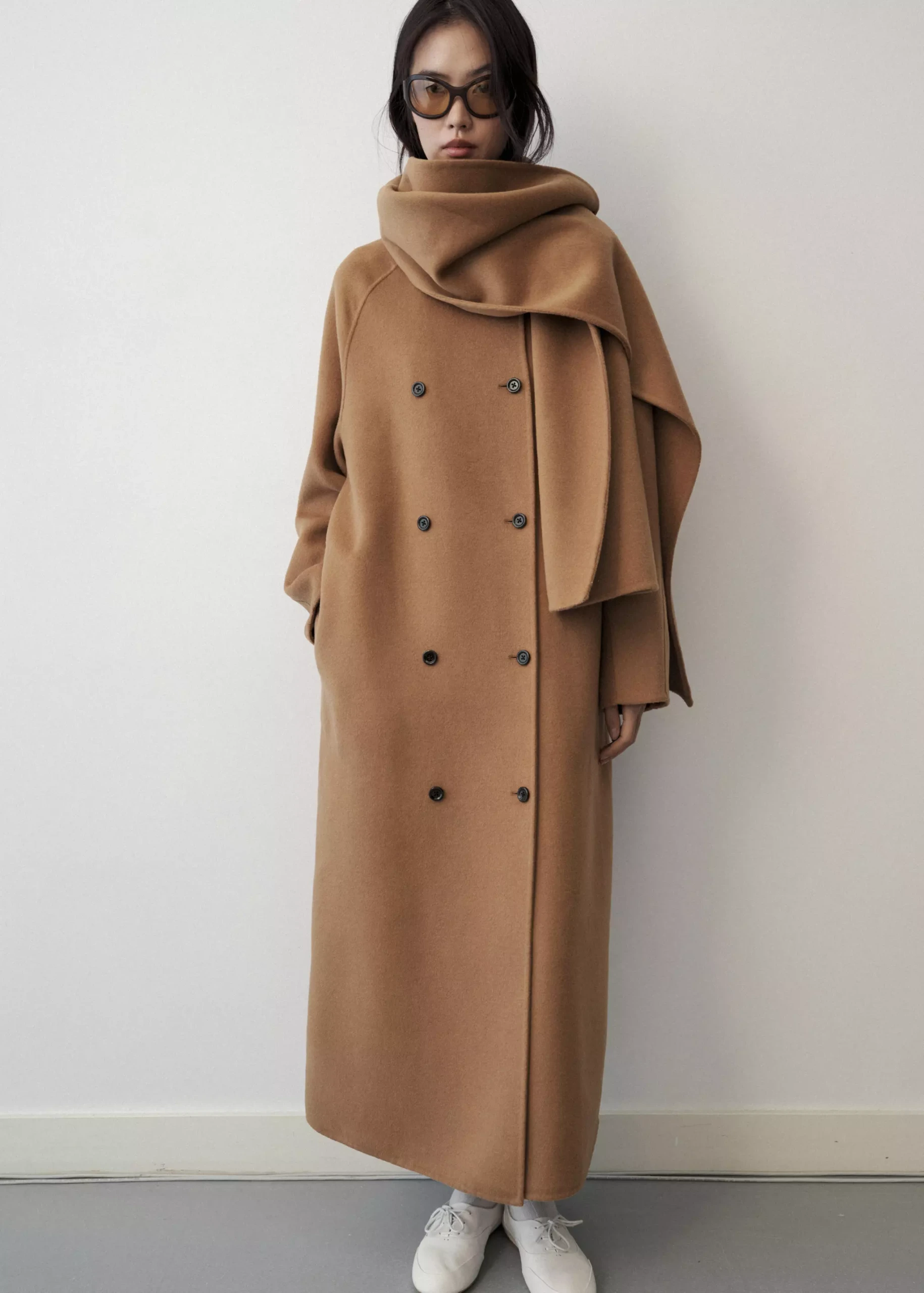Wool Coat With Detachable Scarf - Women | Mango United Kingdom