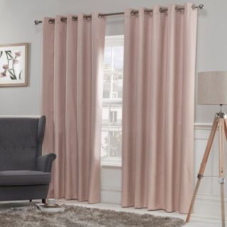Luna Blush Pink Luxury Thermal Blackout Eyelet Curtains