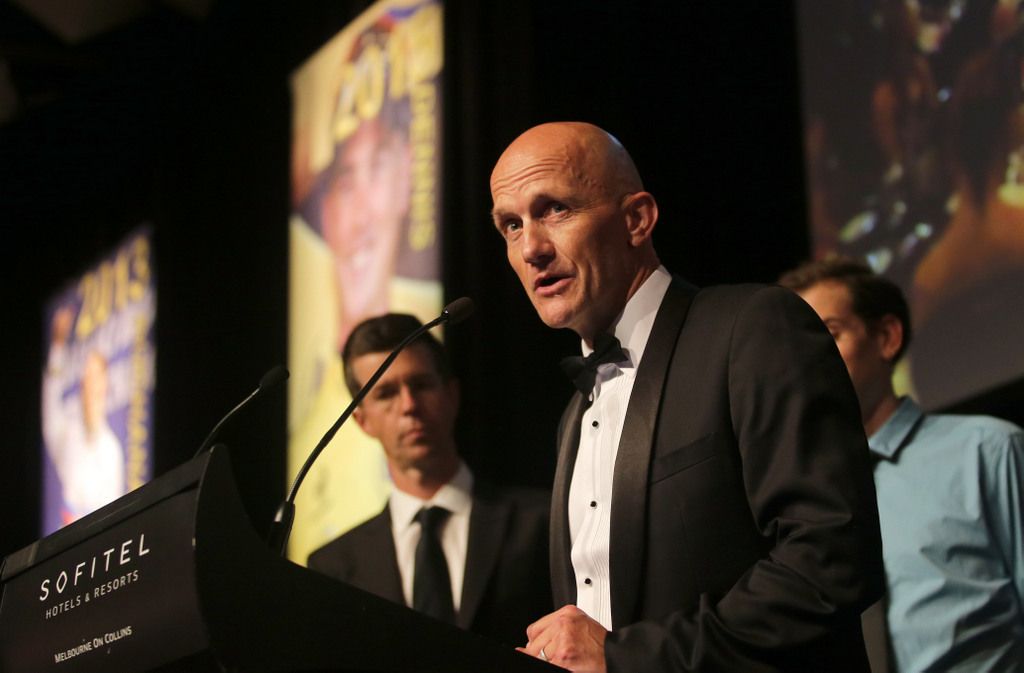 Coach of the year, Mark Fenner during his speech