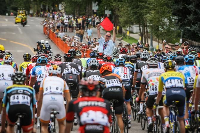 The peloton gets ready for the attacks on a short 98km stage in Aspen