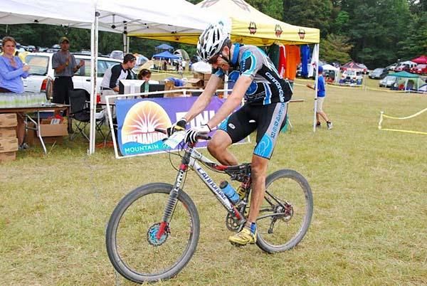 Jeremiah Bishop with a sigh of relief at the finish line