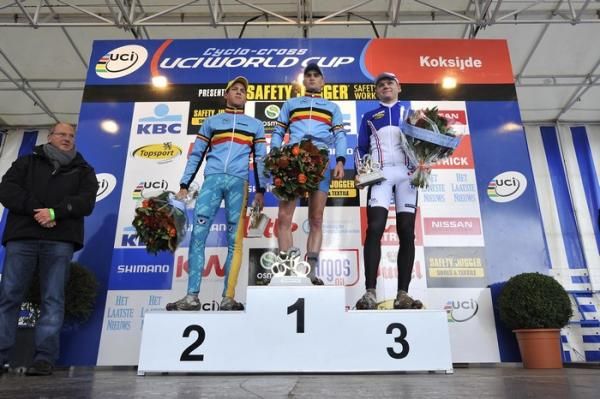 Tom Meeusen (2nd, Belgium), Jim Aernouts (1st, Belgium) and Arnaud Jouffroy (3rd,France)