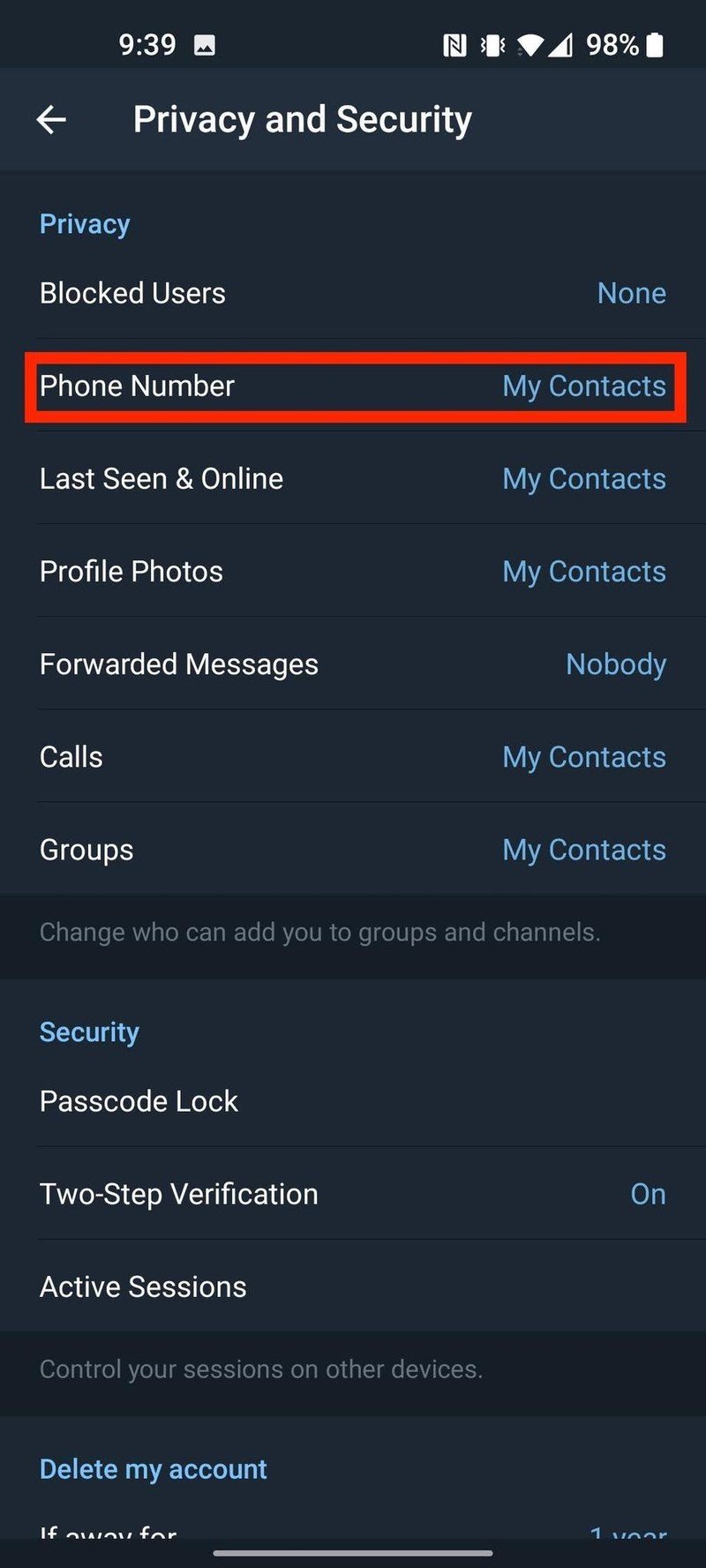 How Hide Phone Number Telegram 4