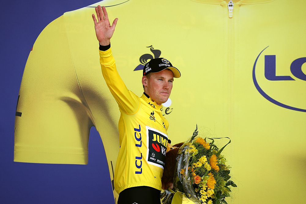 MikeTeunissen (Jumbo-Visma) in the yellow leader's jersey at the Tour de France