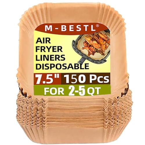 7.5 Inch Air Fryer Parchment Paper Liners Square,150 Pcs Non-Stick &amp;amp;oil-Proof Air Fryer Liners Disposable for 2-5 Qt Frying,baking,roast