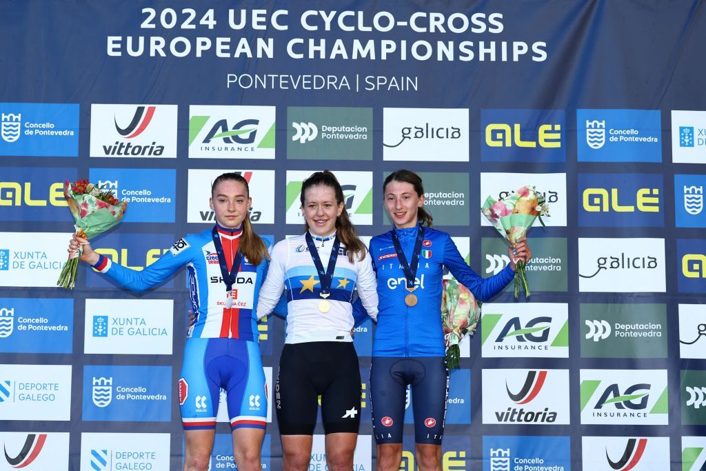 Riders during the junior women's UEC European cyclocross championships