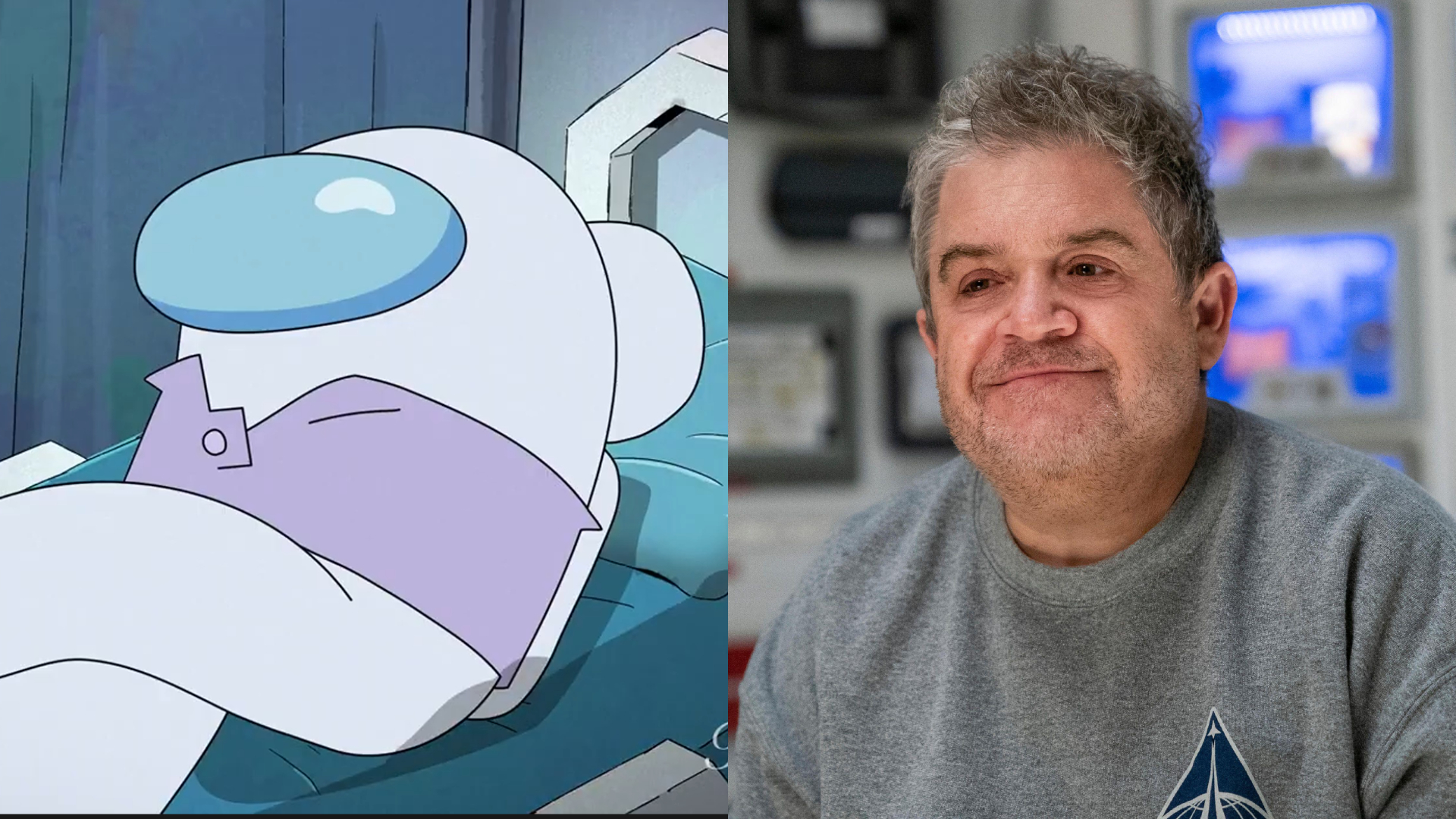 White in Among Us TV show, Patton Oswalt in Space Force