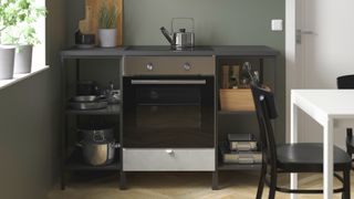 Cooker surround unit to store pans and cooking utensils