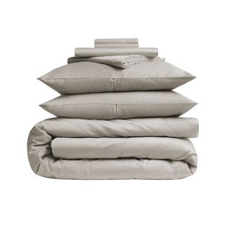 A gray bedding set