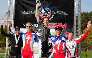 The elite men's podium at the 2011 Bonelli Park US Pro XCT