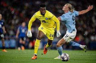 Manchester United - Erling Haaland of Manchester fouls Andre Onana of Inter during the UEFA Champions League 2022/23 final match between FC Internazionale and Manchester City FC at Atatuerk Olympic Stadium on June 10, 2023 in Istanbul, Turkey.