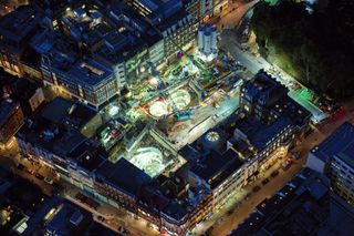An aerial view of Bond Street Station under construction