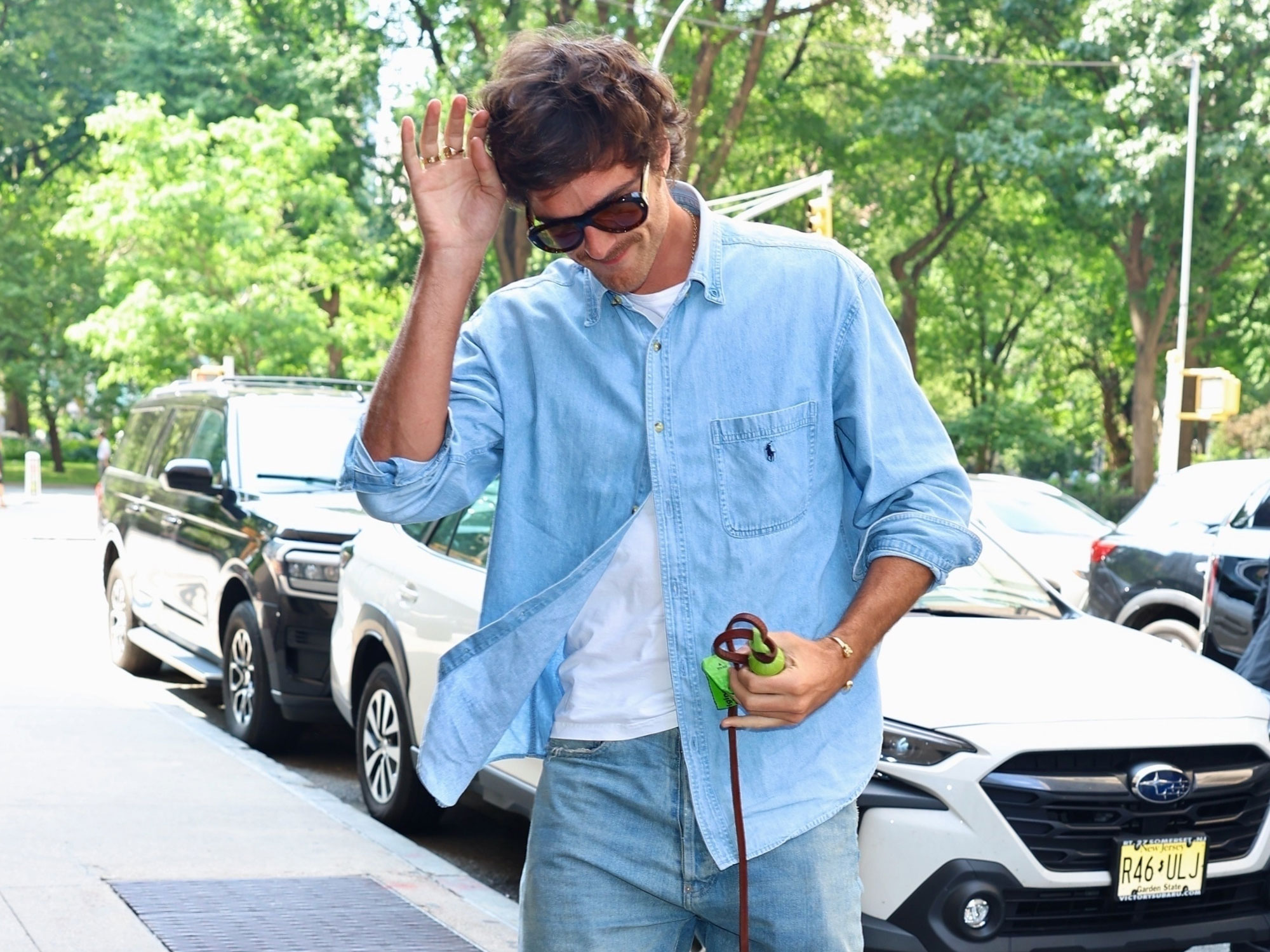 Jacob Elordi wears an Oxford shirt
