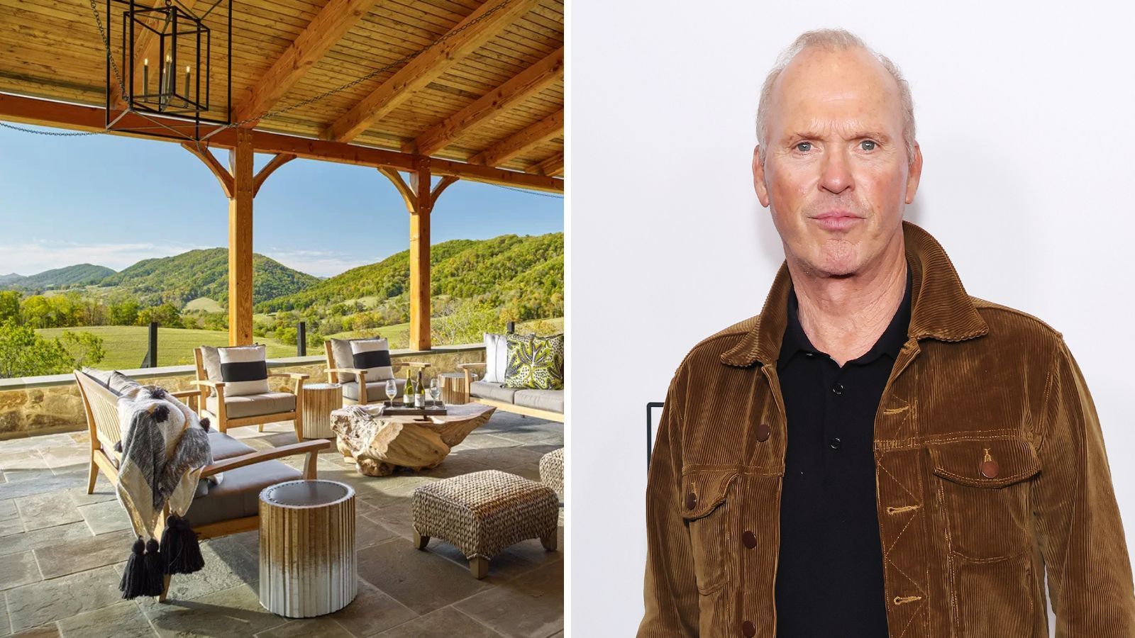 Michael Keaton's Traditional Porch Decor Revels In the Beauty of Natural Materials – It Transforms His Montana Retreat Into a Relaxing Oasis