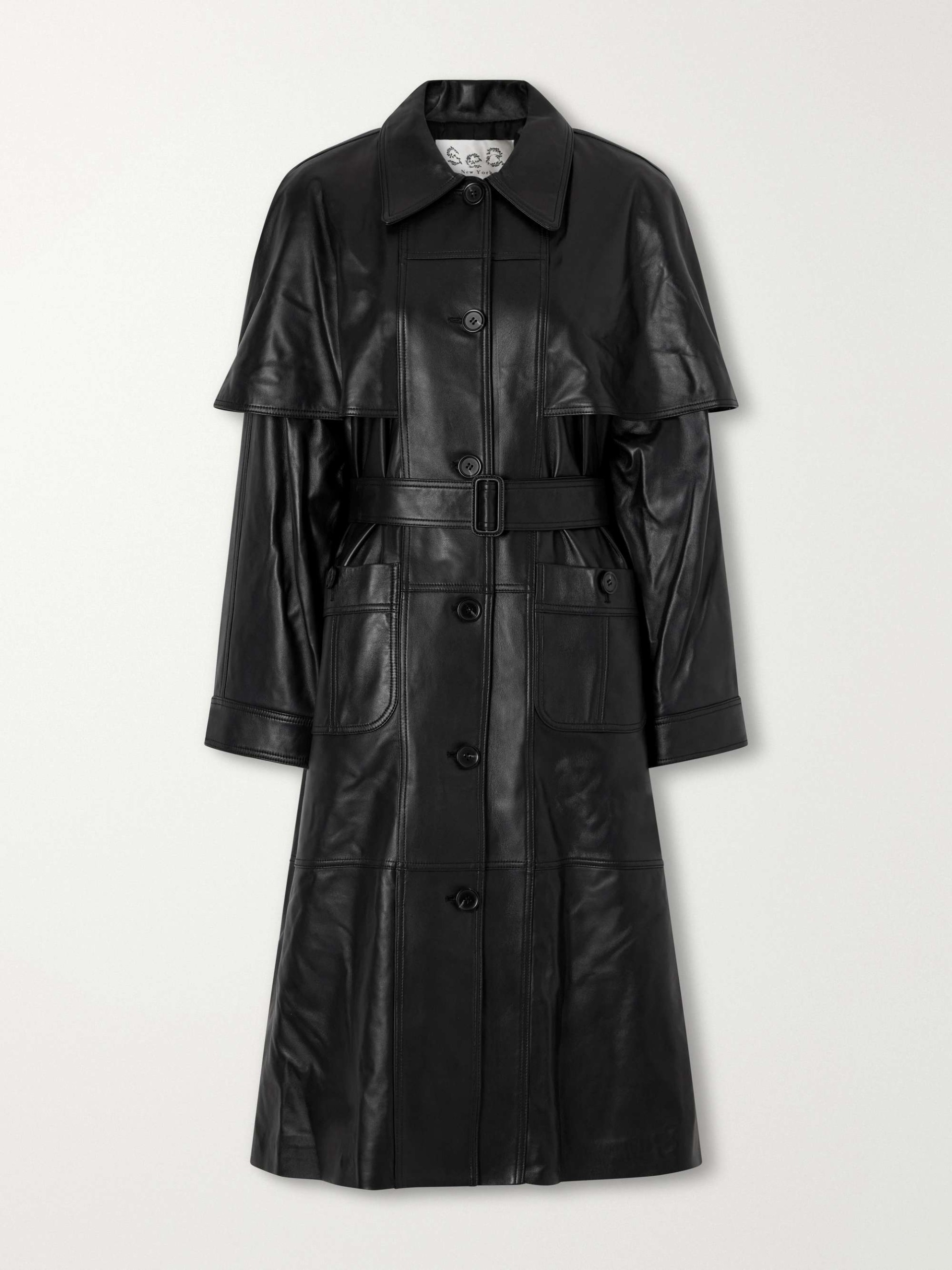 Caitlin Belted Leather Trench Coat
