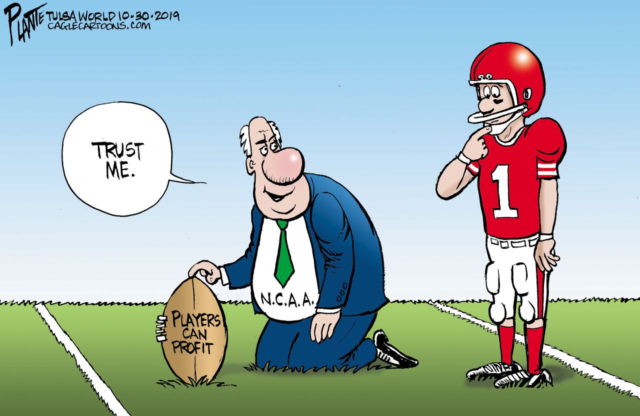 Editorial Cartoon U.S. NCAA Players Can Profit