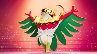A screenshot from the animated cinematic trailer revealing Mega Hawlucha, a new Mega Evolution in Pokemon Legends: Z-A.