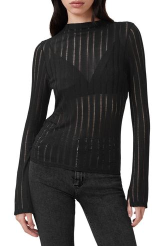 Aki Sheer Stripe Long Sleeve T-Shirt