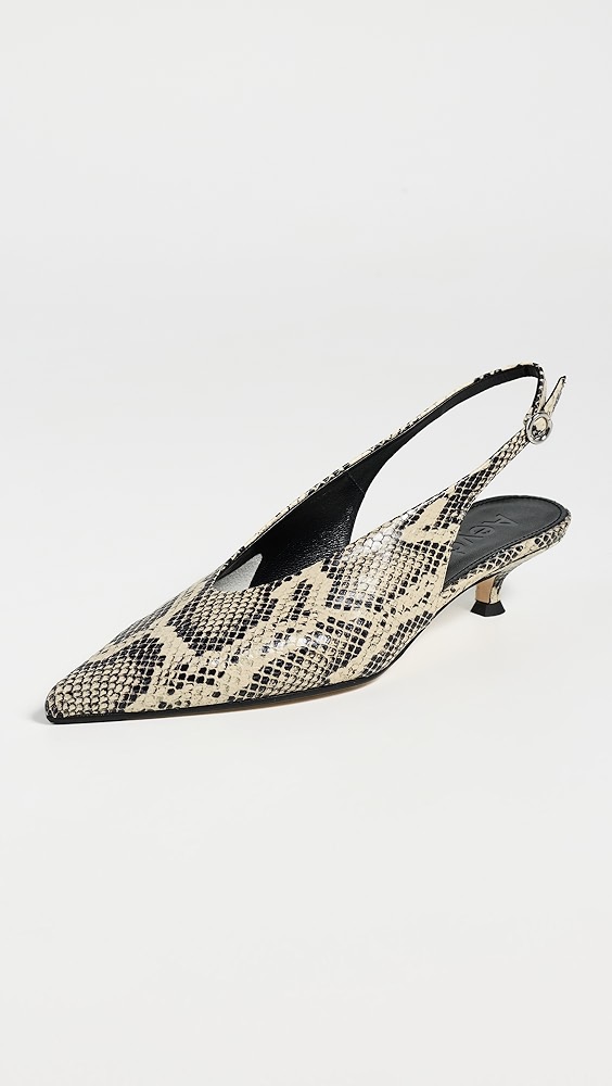 Aeyde Camila Snake Print Calf Leather Creamy Heels