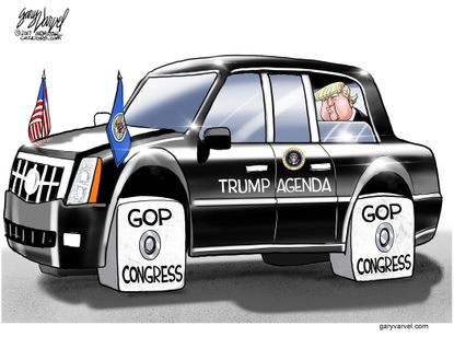 Political cartoon U.S. Trump agenda GOP Congress