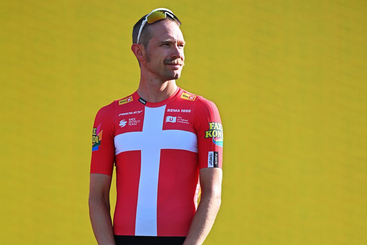 BARCELONA, SPAIN - JULY 02: Magnus Cort of Denmark and Team Uno-X Mobility during the team presentation prior to the 113th Tour de France 2026 / #UCIWT / on July 02, 2026 in Barcelona, Spain. (Photo by Tim de Waele/Getty Images)