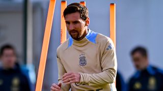 Lionel Messi in training for Argentina